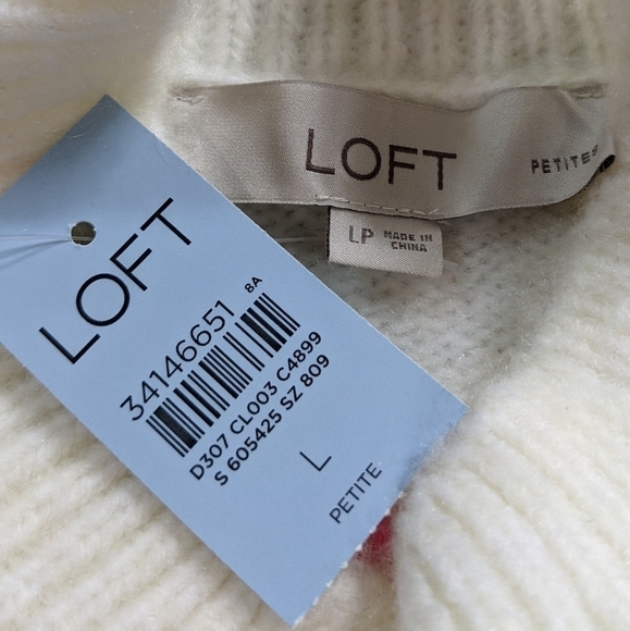 NWT LOFT white colorful polkadot mock neck sweater LP - Picture 7 of 8